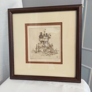 Off to Market Ed Gifford Etchings Hand Pulled Print Signed Ohio Artist Country